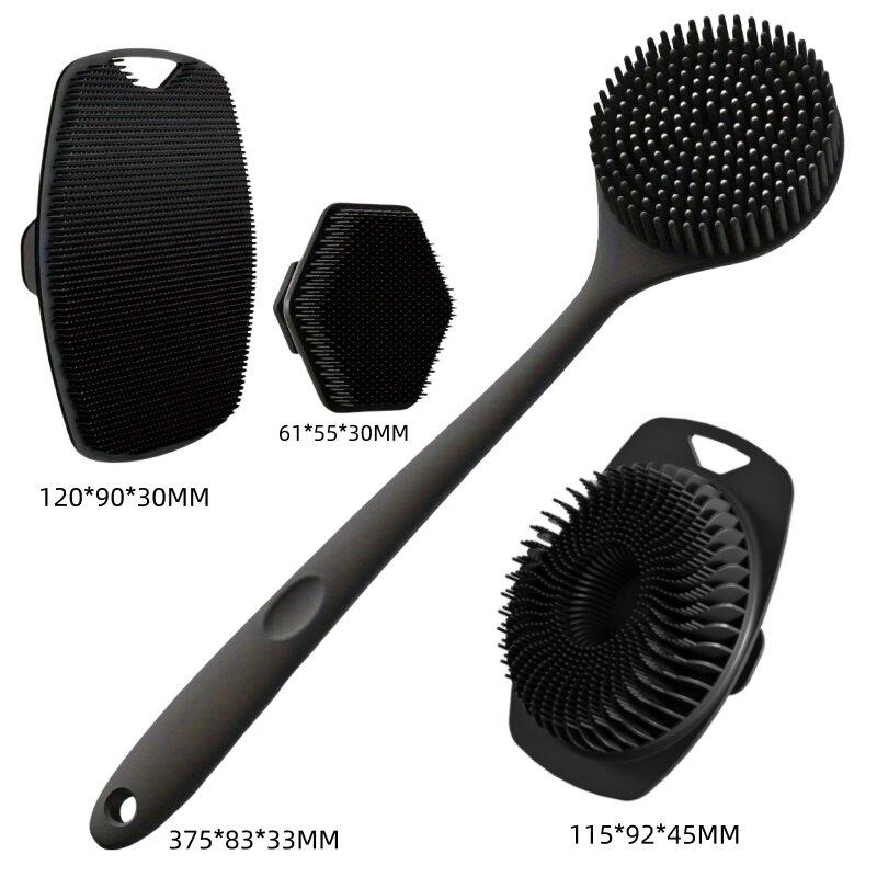 Dry Brush Body - Long Handle Bath Brush 4PCS Silicone