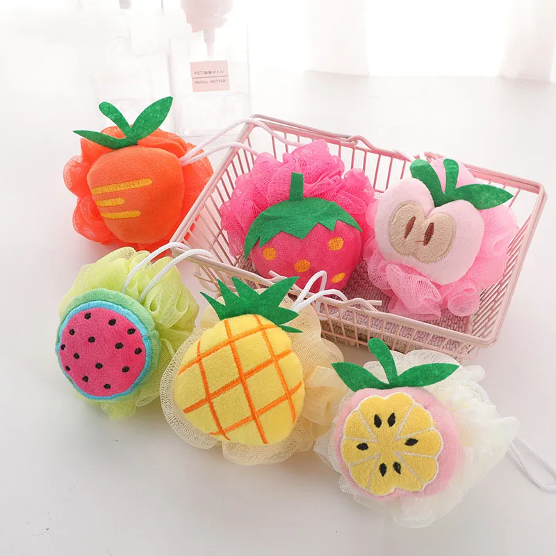 Dry Brush Body - Cartoon Fruit Bath Ball Sponge for